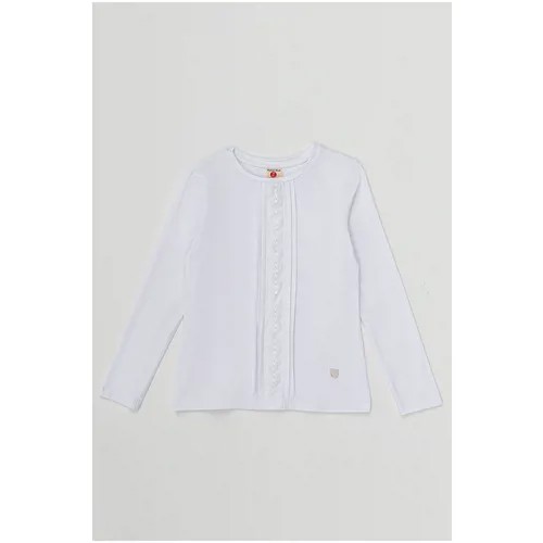Трикотажная блузка с вставкой из кружева Button Blue 220BBGS14020200 Белый 122