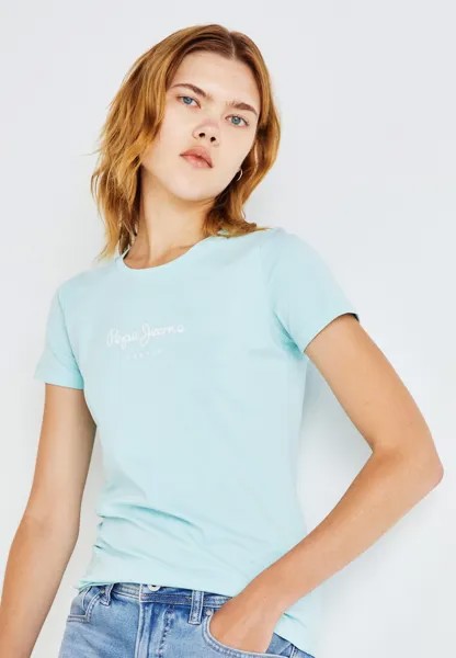 Футболка с принтом New Virginia Pepe Jeans, цвет aqua blue