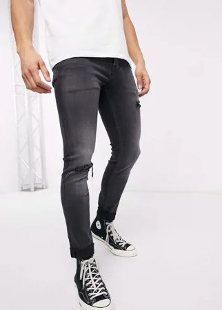 Черные джинсы-сигареты с потертостями AllSaints-Черный