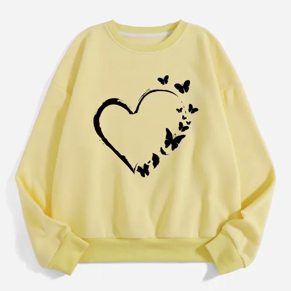 Термальный пуловер с принтом бабочки и сердечка