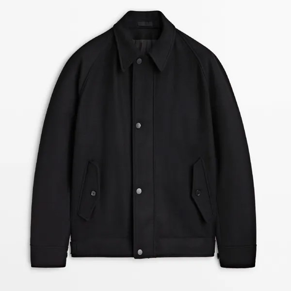 Куртка Massimo Dutti Wool Blend Bomber - Studio, черный