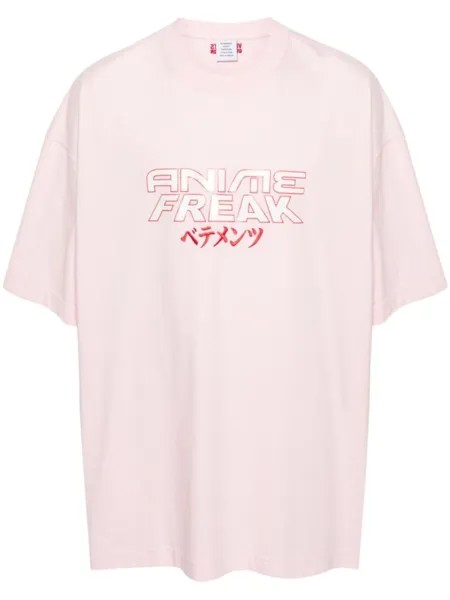 VETEMENTS slogan-print cotton T-shirt, розовый