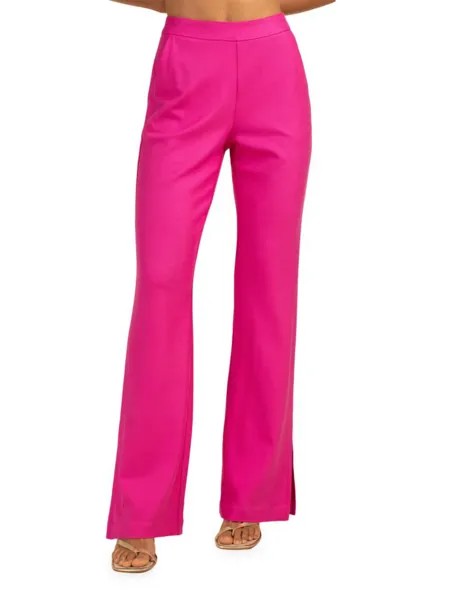 Расклешенные брюки из твила Hush с разрезами Trina Turk, цвет Sunset Pink