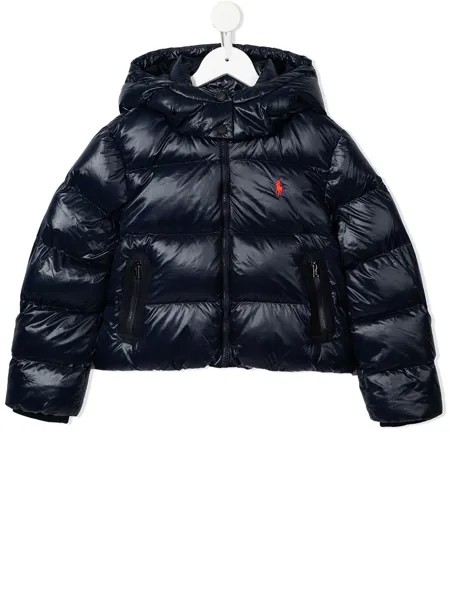 Ralph Lauren Kids пуховик с вышивкой Polo Pony