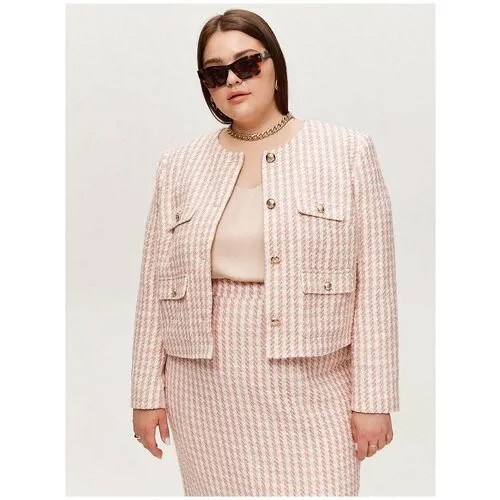 Пиджак 4FORMS, укороченный, силуэт прямой, размер 54EU / 60RU, розовый