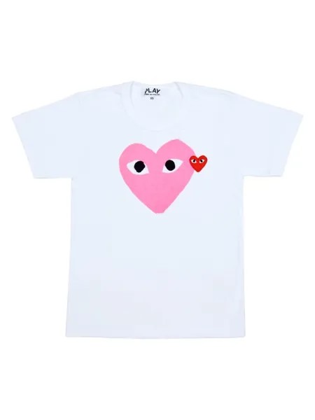 Футболка с двойным сердцем Comme des Garçons PLAY, розовый