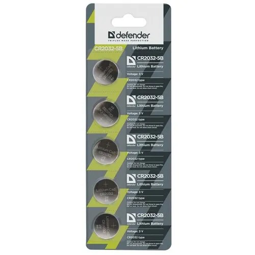 Батарейка Defender литиевая Cr2032-5b в блистере 5 шт 56201 .