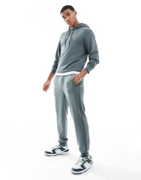 Спортивные брюки Armani Exchange из ткани антрацитового цвета с логотипом, цвет: