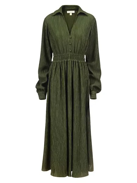 Плиссированное платье миди-трапеции Michael Michael Kors, цвет jade