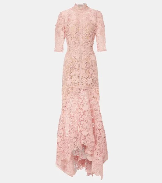 Платье из цветочного кружева Costarellos, цвет vintage rose