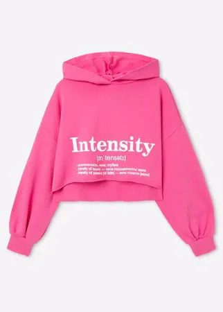 Розовое укороченное худи с принтом INTENSITY для девочки Gloria Jeans