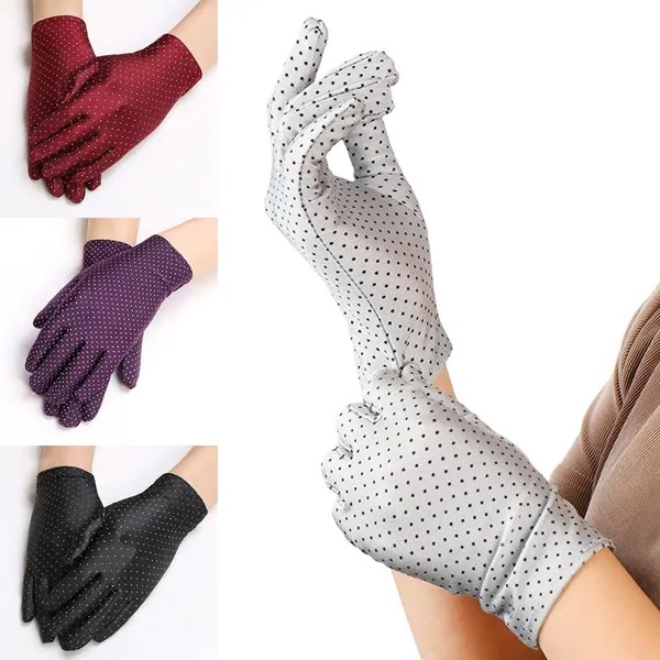 Летние перчатки Защита от солнца Мода Круглая точка Эластичные варежки Высокое качество