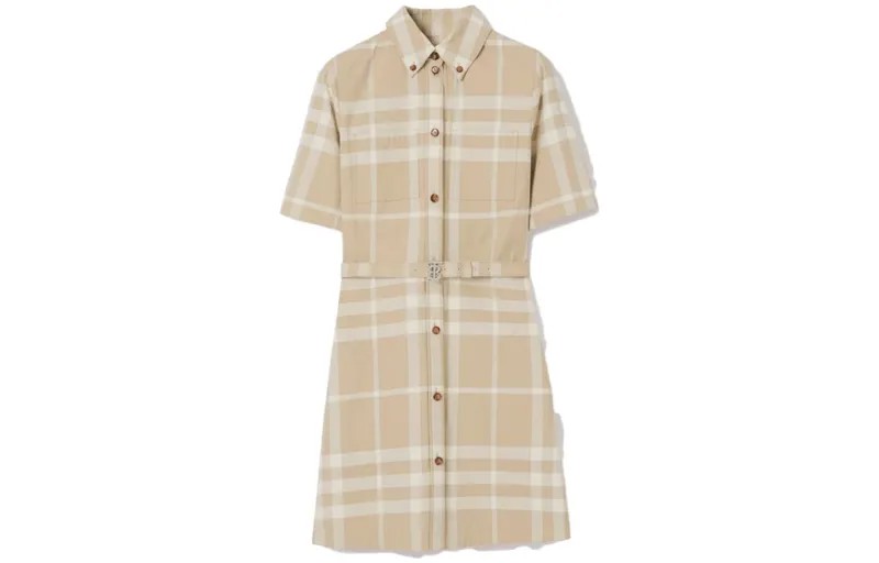 Платье с короткими рукавами женское мягкое желто-коричневое Burberry
