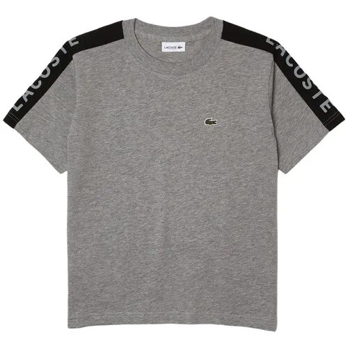 Футболка LACOSTE, хлопок, однотонная, размер 10A, серый