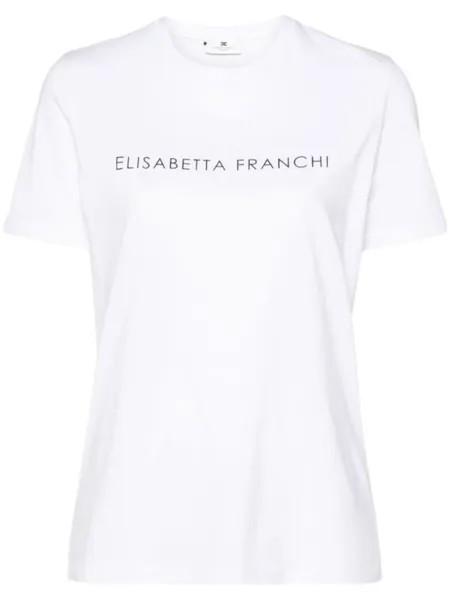 Elisabetta Franchi футболка со стразами, белый