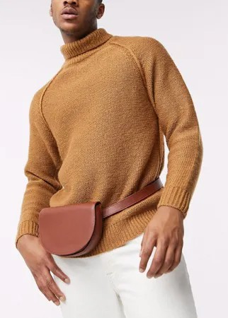 Коричневая сумка-кошелек на пояс из искусственной кожи ASOS DESIGN-Коричневый