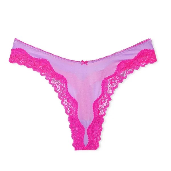 Трусики-стринги Victoria's Secret Fun & Flirty High-Leg Scoop, сиреневый/розовый
