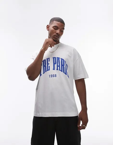 Белая футболка оверсайз с принтом Etre Paris Topman
