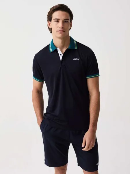 Теннисная рубашка-поло с полосатой отделкой Slazenger, цвет dark blue