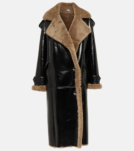 Кожаное пальто Jordan с отделкой из овчины THE MANNEI, коричневый