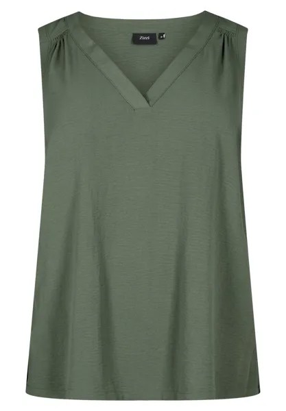 Блуза ÄRMELLOSES MIT FALTENDETAILS Zizzi, зеленый