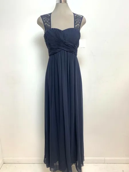 Calvin Klein NWT Элегантное вечернее платье из шифона и кружева цвета Индиго, размер 2