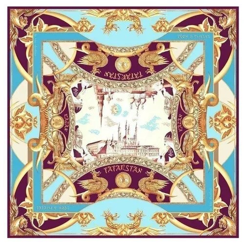 Платок Русские в моде by Nina Ruchkina, 90х90 см, мультиколор