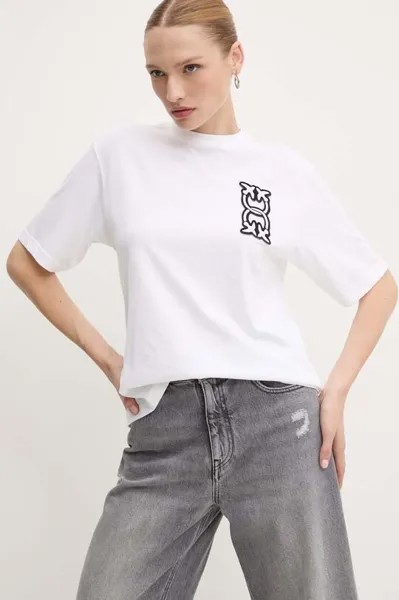 Хлопковая футболка Pinko, белый