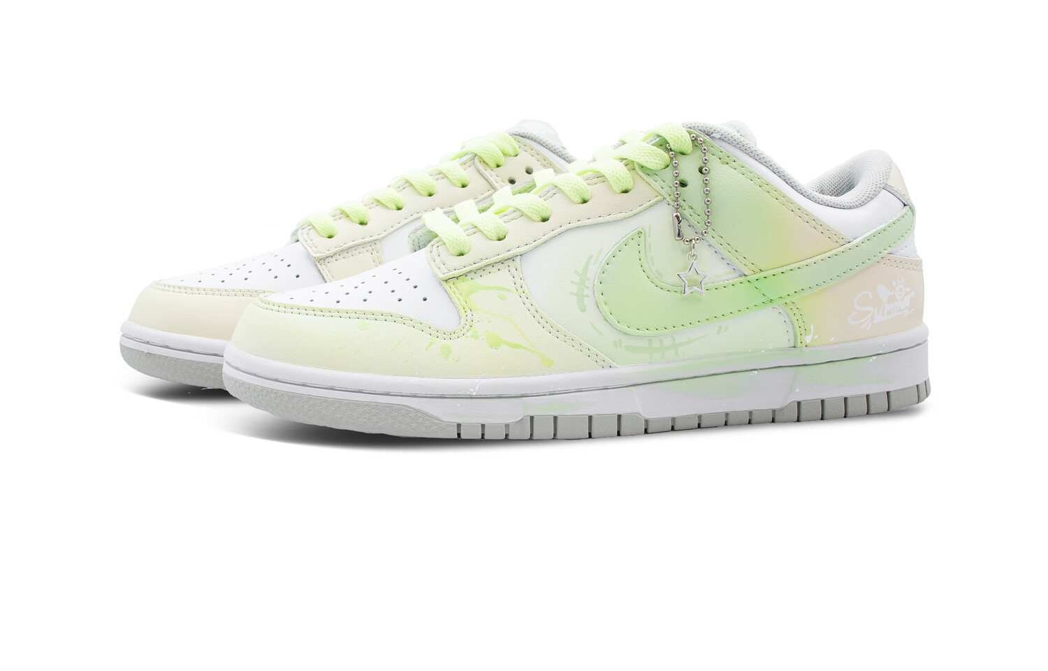 Кроссовки Nike Dunk Skateboarding Shoes Women's Low-top White, светло-зеленый