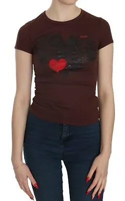 Блузка EXTE Коричневая повседневная футболка с сердечками и короткими рукавами Топ IT40 / US6 / S Рекомендуемая розничная цена 200 долларов США