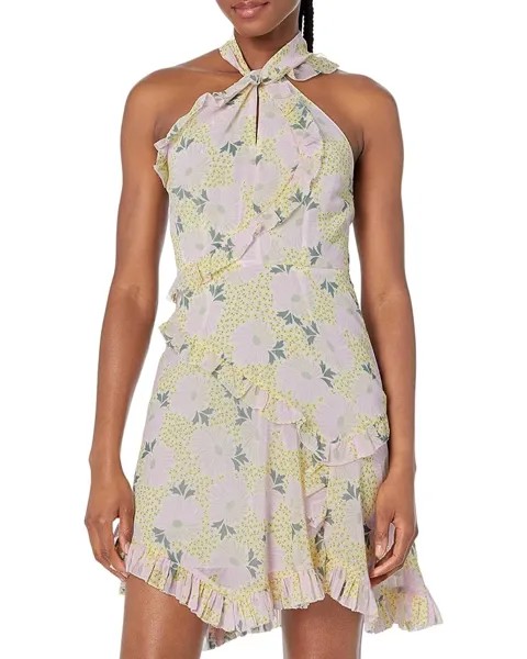 Платье Ted Baker Suttonn Twist Neck Frill Detail Mini, цвет Light Yellow