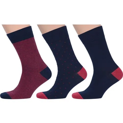 Носки MoscowSocksClub, 3 пары, размер 25, бордовый, синий