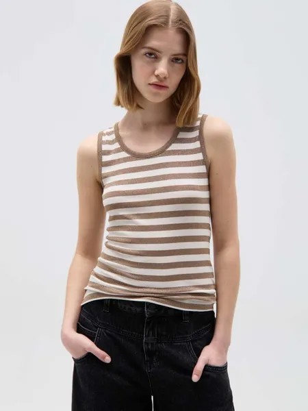 Майка из люрекса acostine fantasia a righe Ovs, цвет white/brown