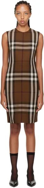 Коричневое платье-миди Macy Burberry