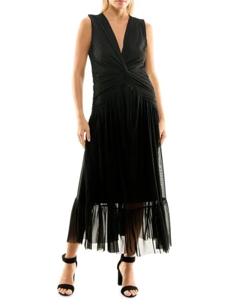 Платье миди из сетки с воланами Nicole Miller, цвет Very Black