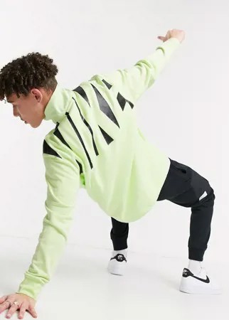 Свитшот лаймового цвета с короткой молнией Nike Hybrid-Зеленый цвет
