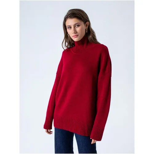 Объемный свитер из шерсти Victoria Kuksina, вишневый, 48-52