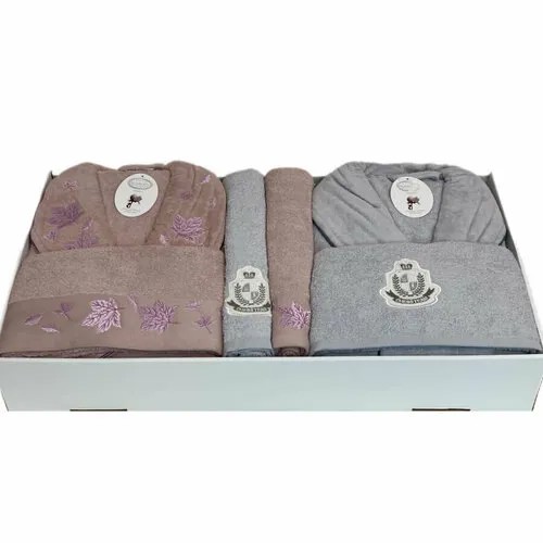 Халат Karven, размер L/XL, серый, розовый