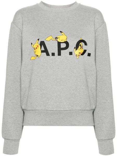 A.P.C. футболка Pikachu с логотипом, серый