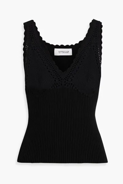 Топ Sia в рубчик с отделкой крючком из смесового хлопка Derek Lam 10 Crosby, черный