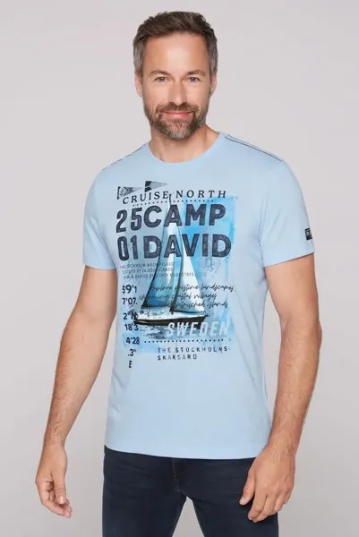 Рубашка CAMP DAVID с круглым вырезом, хлопок, синий