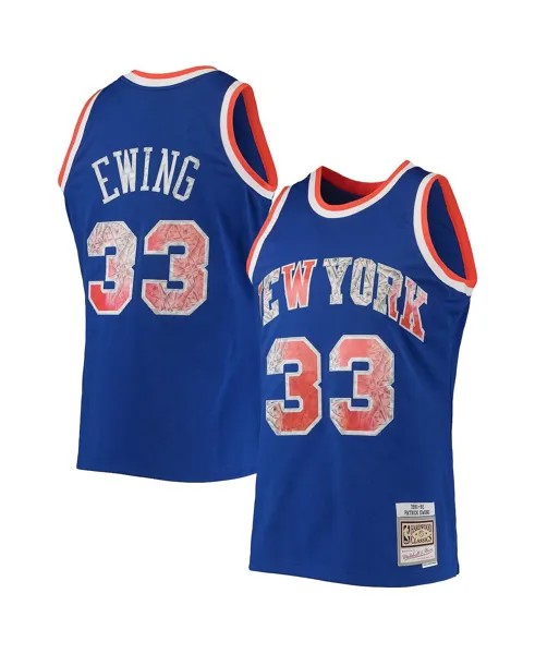 Мужская синяя майка Патрика Юинга New York Knicks 1991-92 Hardwood Classics Diamond Swingman, посвященная 75-летнему юбилею Mitchell & Ness