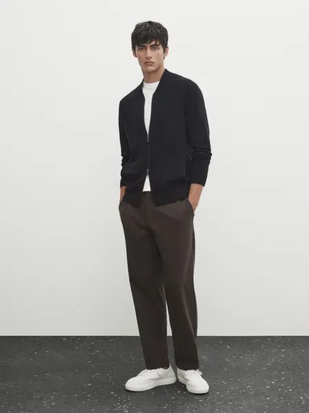 Трикотажный кардиган на молнии Massimo Dutti, угольный