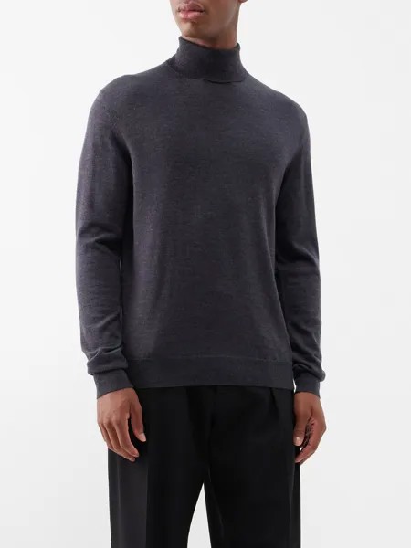 Шерстяной свитер с высоким воротником Massimo Alba, серый