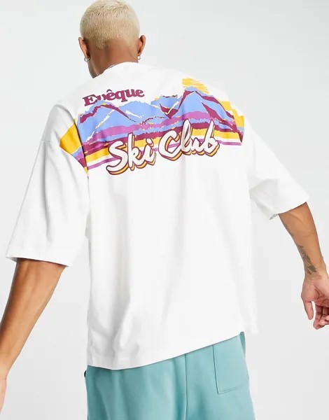 Светлая oversized-футболка с принтом на спине ASOS DESIGN-Белый