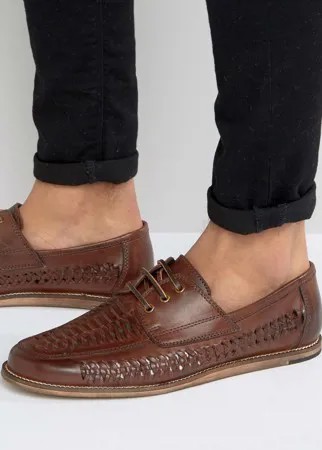Коричневые плетеные туфли на шнуровке Silver Street-Коричневый цвет