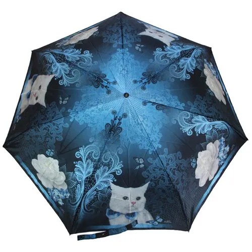 Мини-зонт Popular, черный, голубой