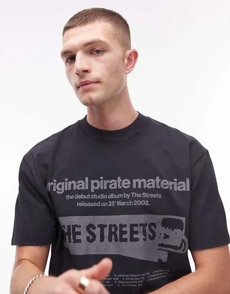 Topman x The Streets Premium — футболка оверсайз черного цвета с принтом
