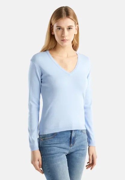 Вязаный свитер V-NECK United Colors of Benetton, цвет blue
