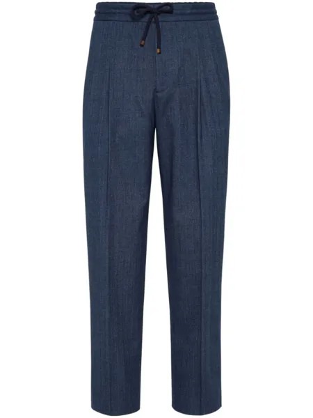 Brunello Cucinelli зауженные брюки с кулиской, синий
